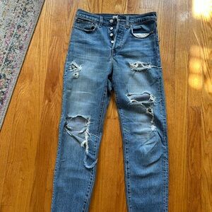 Distressed Blue Jeans